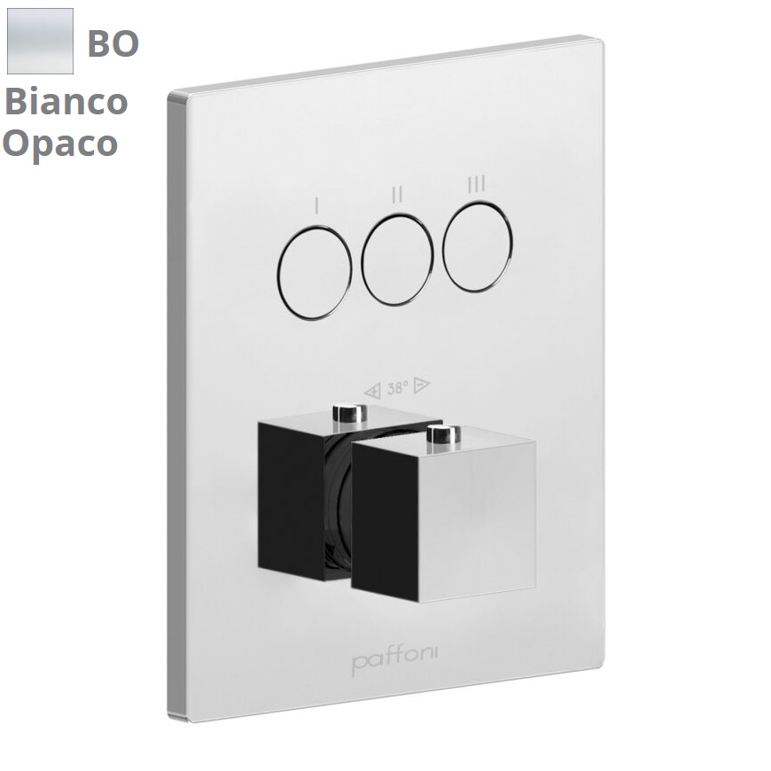 Термостат для душа Paffoni Compact box скрытого монтажа (3 функции) внешняя часть, Bianco Opaco (CPT519BO) - Фото 1